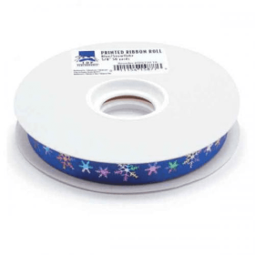 TP Printed Ribbon Roll 50yds Blue/Snowflake