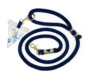 Raindrop Spring Watercolor Blue Herringbone Premium Rope Leash